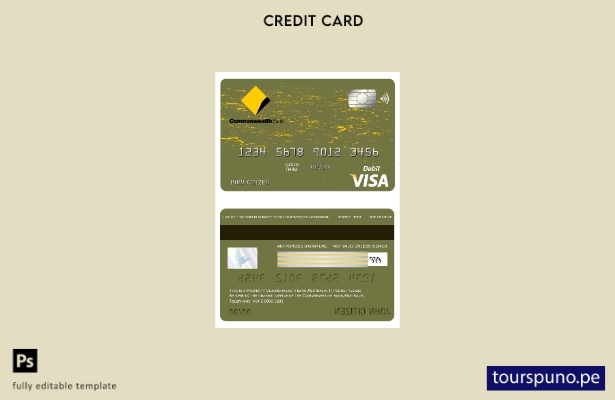 lista para imprimir plantilla de tarjeta visa del banco de la Commonwealth de Au